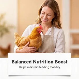 Professional shot of a woman holding a healthy chicken for balanced nutrition boost.