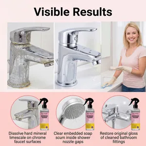 Nettoyant professionnel salle de bain contre calcaire et savon sur robinetterie chrome