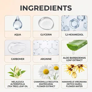 Detailed ingredient list for foot exfoliating spray including tea tree oil and aloe vera extract