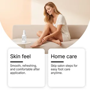 Detailed view of Oceaura foot renewal spray showing skin benefits and home care convenience.