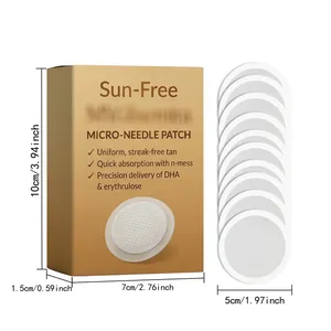Parches de bronceado con microagujas sin sol con DHA y dimensiones de la caja