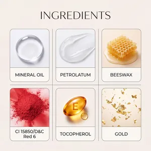 Dettaglio degli ingredienti naturali come cera d'api e oro per il balsamo labbra