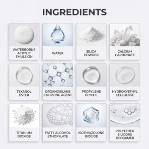 Lista de ingredientes para lechada de azulejos con emulsión acrílica y sílice