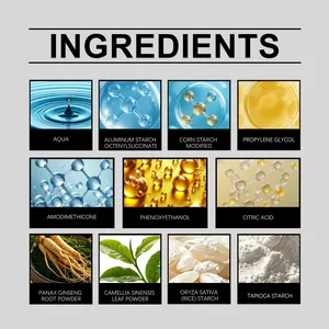 Professional ingredient list for dry hair spray with botanical extracts and starches
