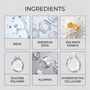 Detailed ingredient breakdown for metal polishing cream featuring Alumina and Aqua visuals.