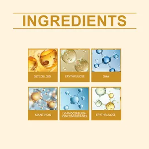 Lista de ingredientes para parches de bronceado sin sol que incluyen DHA y eritrulosa