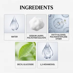 Ingredienti dettagliati del detergente schiuma cucina con acqua e tensioattivi.