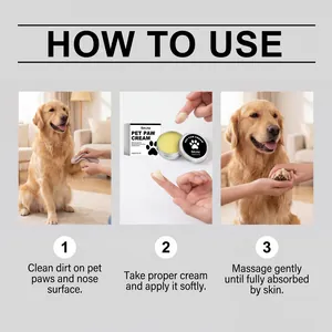 Guide détaillé étape par étape pour appliquer la crème hydratante EelJoy pour pattes d'animaux.