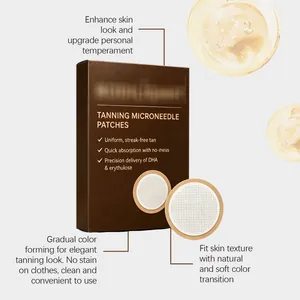 Detailansicht der Tanning-Mikronadel-Pflaster mit Box und Anwendungsinformationen