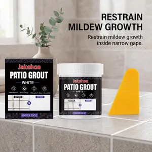 Kit de lechada blanca para patio Jakehoe con bote de 100g, caja y herramienta rascadora amarilla