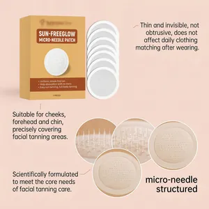 Vue macro détaillée des patchs bronzants SUN-FREEGLOW pour un soin précis du visage