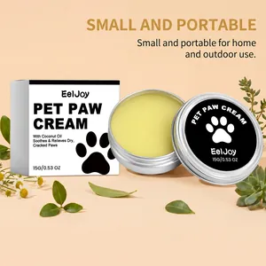 Vue détaillée du baume pour pattes d'animaux EelJoy en pot portable de 15g avec boîte.