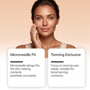 Vue détaillée d'un patch de bronzage à micro-aiguilles appliqué sur un visage féminin