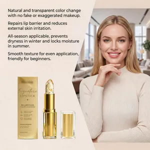 Rossetto cangiante con foglia d'oro per una profonda idratazione e lucentezza naturale.