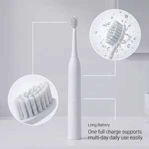 Cepillo de dientes eléctrico blanco con cerdas suaves y batería de larga duración