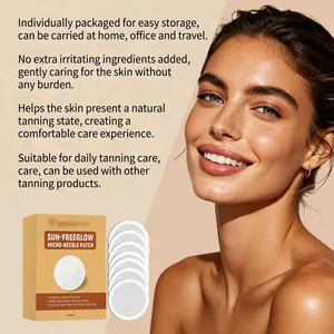 Détail des patchs de bronzage à micro-aiguilles avec peau bronzée naturelle éclat