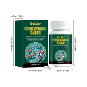 Detailed size guide for EelJoy aquarium purification tablets in box and bottle