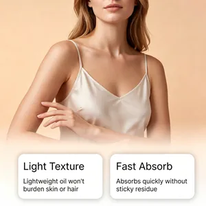 Professional model showcasing the lightweight and fast absorbing hair removal care oil