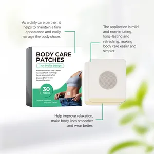 Makroansicht von Body Care Patches Verpackungen und hautfreundlichen Pflastern zur Körperpflege