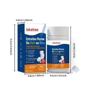 Detaillierte Größenangaben und Abmessungen für Jakehoe Pool Reinigungstabletten 100g Packung