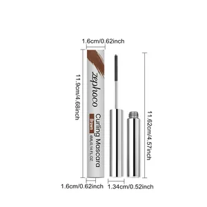 Schéma dimensionnel détaillé du mascara recourbant brun zephoco avec unités métriques.