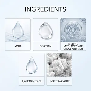 Detailed ingredient breakdown for denture adhesive featuring Glycerin and Hydroxyapatite
