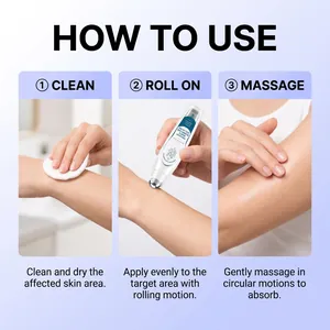 Professional close-up instructions for blemish care roll-on pen three-step application