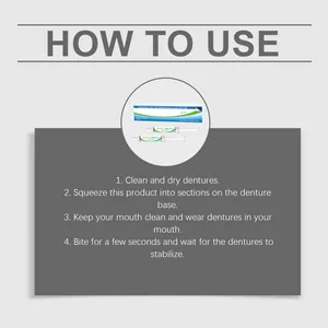Detailed step-by-step how to use guide for temporary soft denture reliner adhesive kit