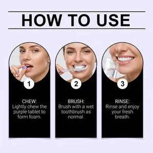Instructions étape par étape pour les pastilles de dentifrice à la menthe violette.