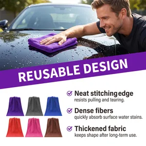 Paños de microfibra para limpieza de coches con bordes cosidos y un tejido suave
