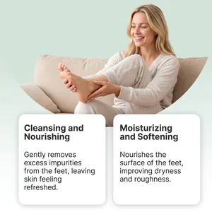 Close-up detail showcasing the cleansing and moisturizing benefits for smooth feet