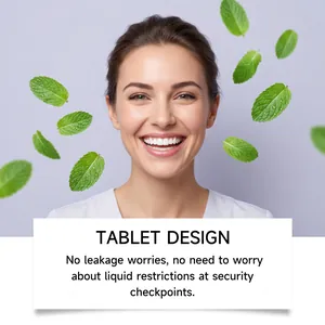 Tablettes de dentifrice à la menthe fraîche conçues pour voyager sans risque de fuite