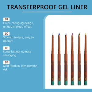 Vue détaillée du set d'eye-liners gel à effet changeant, fini pailleté et formule anti-bavure