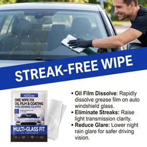 Lingettes nettoyantes pour vitres de voiture, élimine le film gras sans traces ni reflets.
