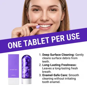 Détails des comprimés de dentifrice violets pour le nettoyage et le soin de l'émail