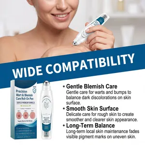 Close-up detail of wart and blemish care roll-on pen with precision applicator