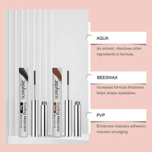 Guide ingrédients mascara détaillant les bienfaits d'aqua, cire d'abeille et PVP