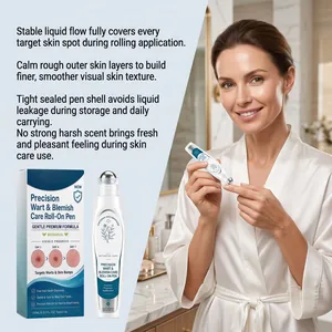 Detailed view of precision wart and blemish care roll-on pen with 15ml packaging
