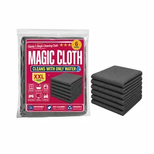 Pack of 6 XXL multipurpose grey microfiber cleaning cloths for home and car