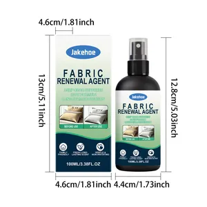 Renovador de tejidos spray 100ml con dimensiones del producto en pulgadas y en cm.