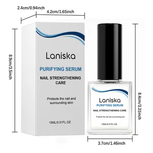 Detailed dimensions of LANISKA nail strengthening care serum and packaging box