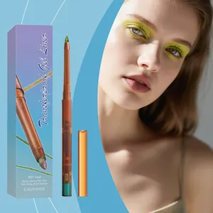Vue détaillée de l'eye-liner gel bleu sarcelle #01 avec maquillage des yeux pailleté