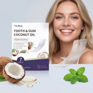 Tiras de Blanqueamiento Dental con Aceite de Coco Oralhoe para Dientes Sensibles Menta Piperita Refrescante Cuidado Bucal