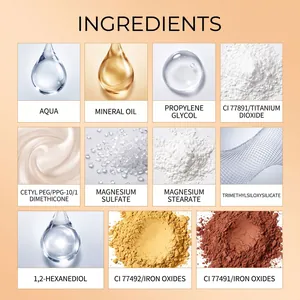 Λεπτομερή συστατικά του makeup που αλλάζει χρώμα με μακροεντολές υφής.