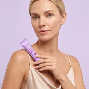 Professional body adhesive roller for securing clothes shown on a model's shoulder