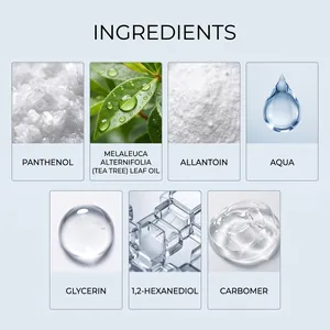 Detailed ingredients chart for nail care essence including Panthenol and Tea Tree Oil.