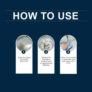Instrucciones gráficas paso a paso para usar limpiador de telas en tapicería