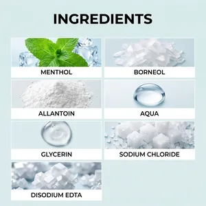 Detailed ingredient list for LANISKA ear care spray featuring menthol and allantoin