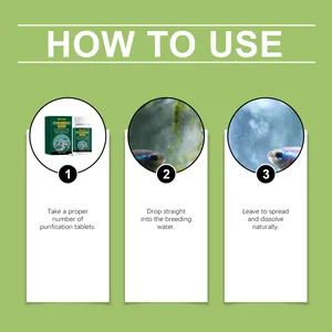 Instructional guide for EelJoy aquarium purification tablets to clear fish tank water.