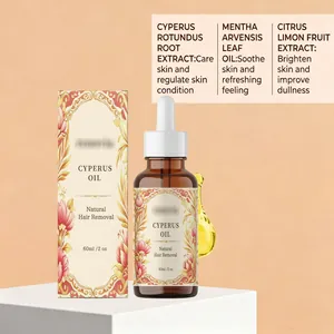 60ml Cyperus hair removal essential oil in dropper bottle with floral packaging box
